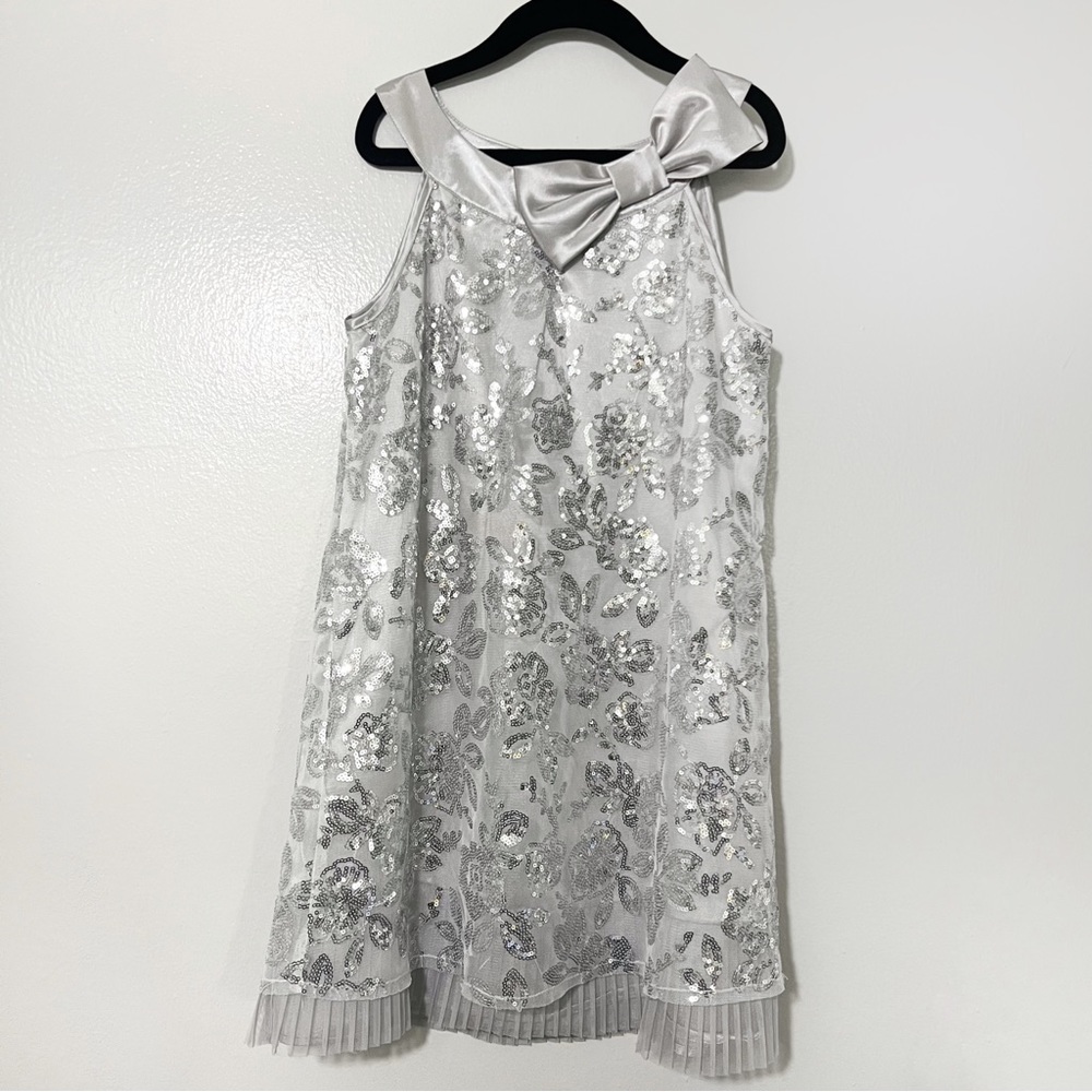 Biscotti Silver Sequins Girls Formal Dress Sz 8